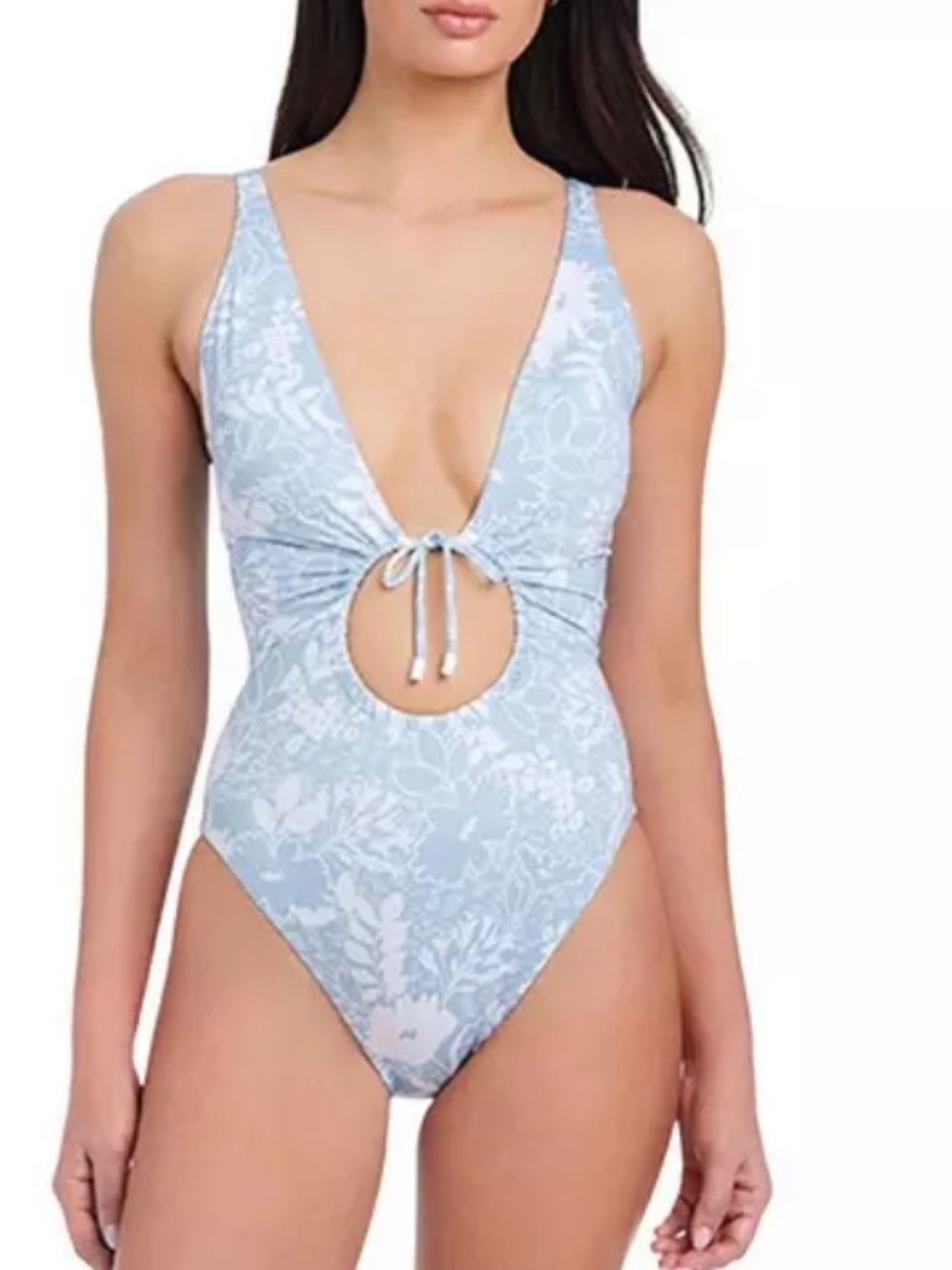 Sanctuary Light Blue Floral-Cut One-Piece
